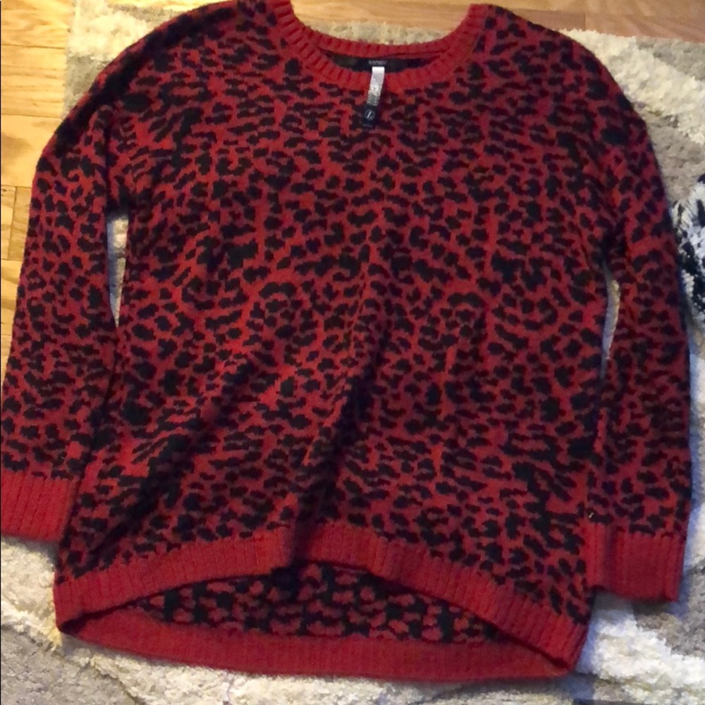 Red leopard print sweater